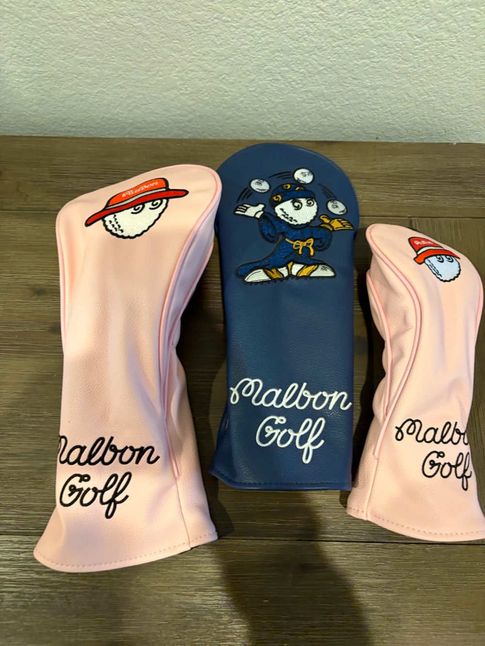 M albon Inspired Driver & Fairwaywood Pink & Navy Headcover Set